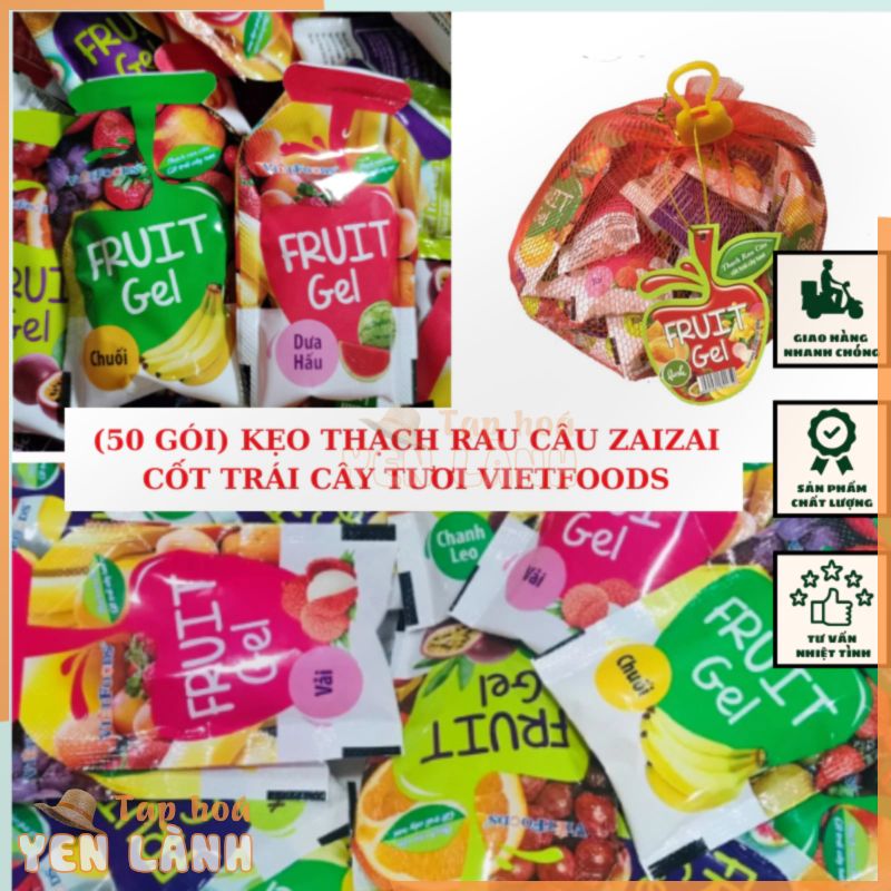 1 túi 850g (50 gói) Kẹo Thạch rau câu zaizai cốt trái cây tươi Vietfoods đủ vị (Chứng nhận Hàng Việt Nam chất lượng cao)