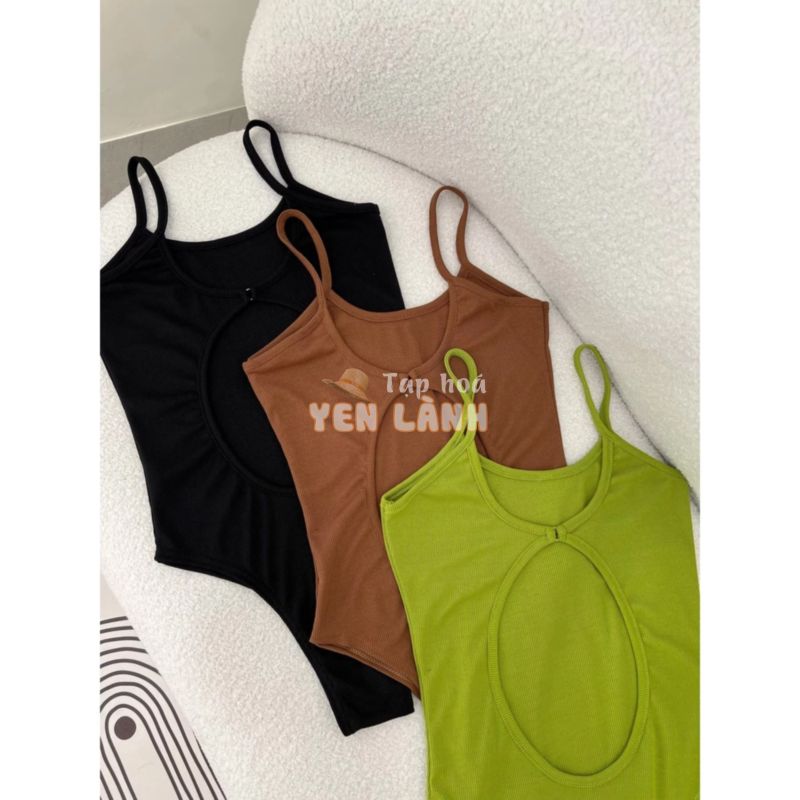 Áo bodysuit 2 dây kiểu khoét lưng ôm body I HHVINTAGE