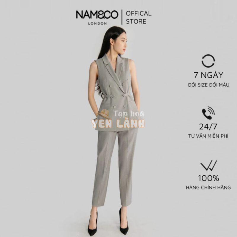 Set đồ nữ NAMANDCO áo blazer không tay 2 lớp kèm quần ống đứng đẹp thanh lịch chất liệu cao cấp NJ0089-1 NT0138