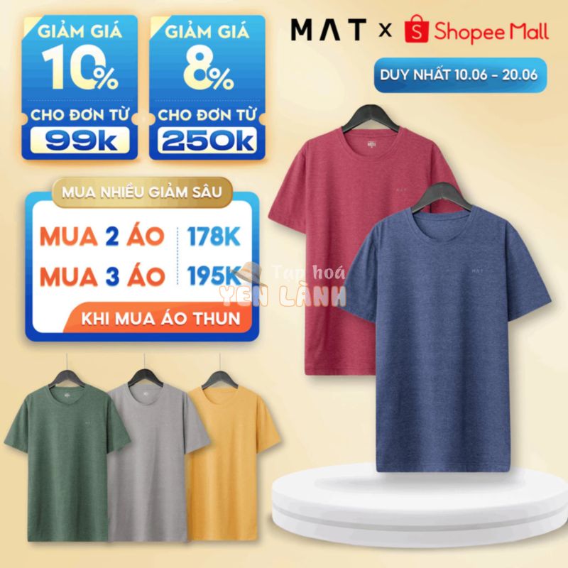 Combo 2 áo thun cổ tròn Nam MAT chất vải Cotton co giãn 4 chiều, thoáng mát, siêu nhẹ [COMBO KHUYẾN MÃI]