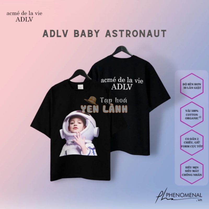 Áo Thun Tay Lỡ Unisex ADLV Baby Phi Hành Gia Astronaut Chuẩn 100% Cotton 2 Chiều Dày Cao Cấp Oversized Form Rộng