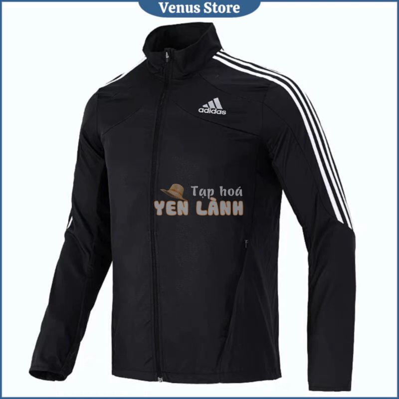 Áo gió nam cao cấp adidas authentic màu đen trắng 3 sọc chất liệu dù gió 2 lớp cao cấp from thể thao siêu thoải mái