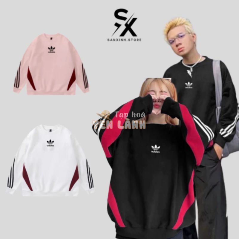 Áo Sweater Adidas chính hãng khoác nỉ tay dài unisex nam nữ , áo swt adidas form rộng cá tính cao cấp Sanxinh2300