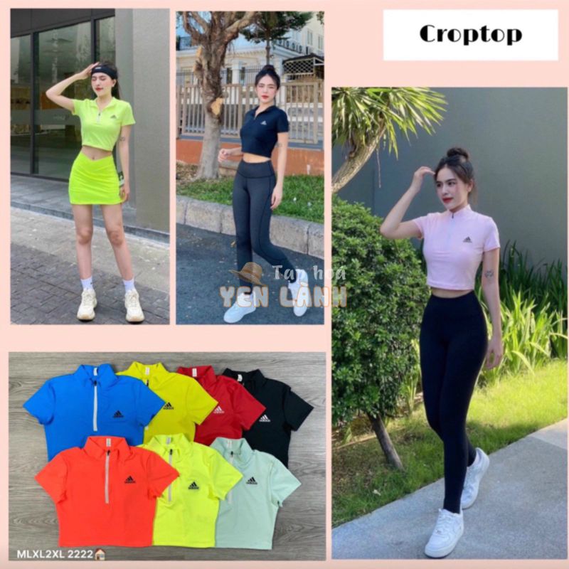 Áo croptop nữ 2 lớp dày dặn, thun co giãn phù hợp chơi thể thao hoặc đi chơi đều xinh