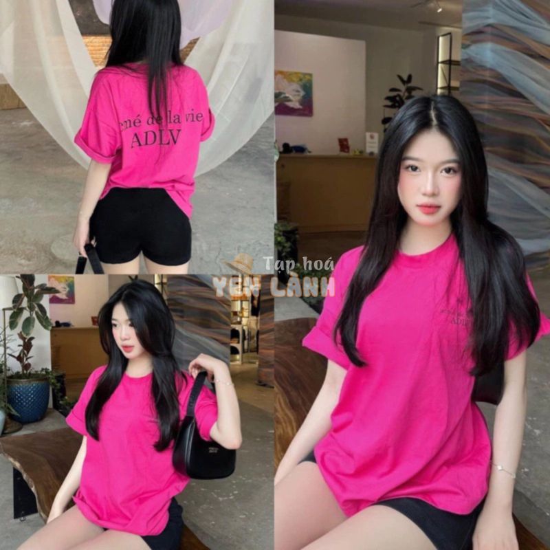 (HÀNG XUẤT XỊN) Áo thun hồng đậm A/D/L/V adlv Tee ADLV05 Hồng Sen  Full tem tag chuẩn   Size 1 size 2