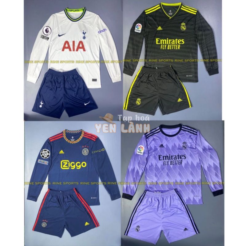 Bộ áo bóng đá Real madrid – Ajax Dài Tay Hàng Super Thailand Logo Thuê toàn bộ giống thi đấu 100%