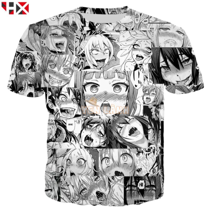 CLOOCL Newest Ahegao Hentai Expression 3D Print Men Short Sleeve T-Shirts