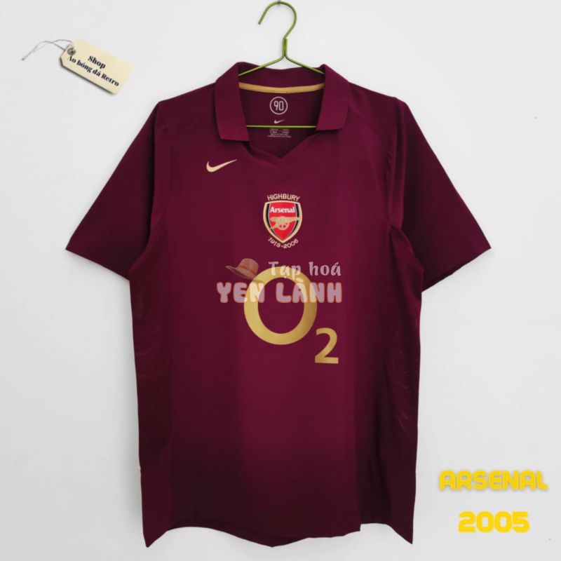 Áo bóng đá retro arsenal 2005 vải Cotton Polyester thời trang blockcore