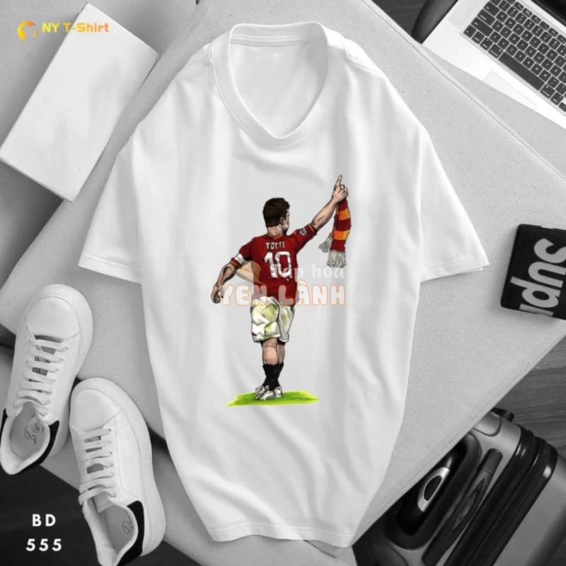 [Freeship] Áo Thun Francesco Totti AS Roma Mã BD552 – 556 – Áo Màu Trắng Tay Ngắn,In Hình Cầu Thủ Bóng Đá Italia