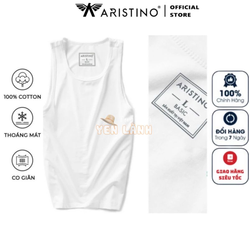 Áo Ba Lỗ Nam Aristino Thun 3 Lỗ Trắng Trơn Lót trong Sơ Mi 100% Cotton Mềm Mịn Co Giãn Siêu Thấm Mồ Hôi Áo Tank top AC21