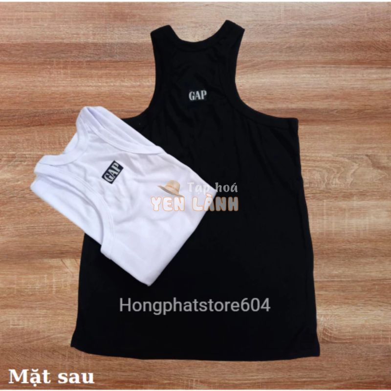 Áo thun ba lỗ màu trắng đen chữ GAP Hongphatstore