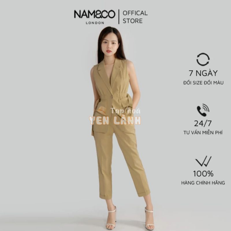 Set đồ nữ Namandco quần baggy, áo blazer sát nách có dây đai điều chỉnh đồ rộng chật NJ0156 NT0147