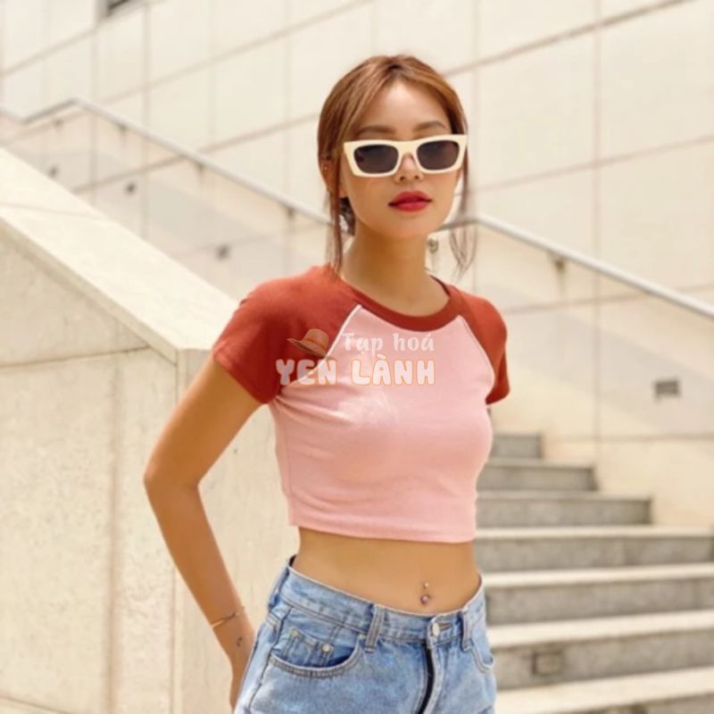 Áo Croptop Raglan Basic ( Ảnh Thật )