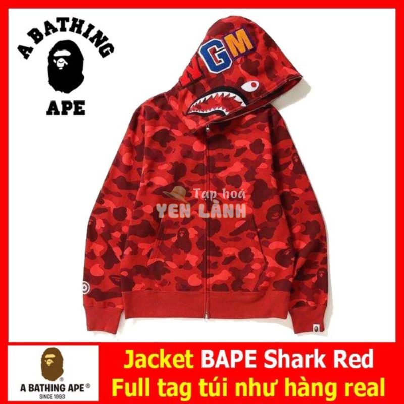 ⚡️[CHỈ 1 NGÀY] –  Áo khoác Bape Shark Red Camo, áo jacket bape đỏ like real