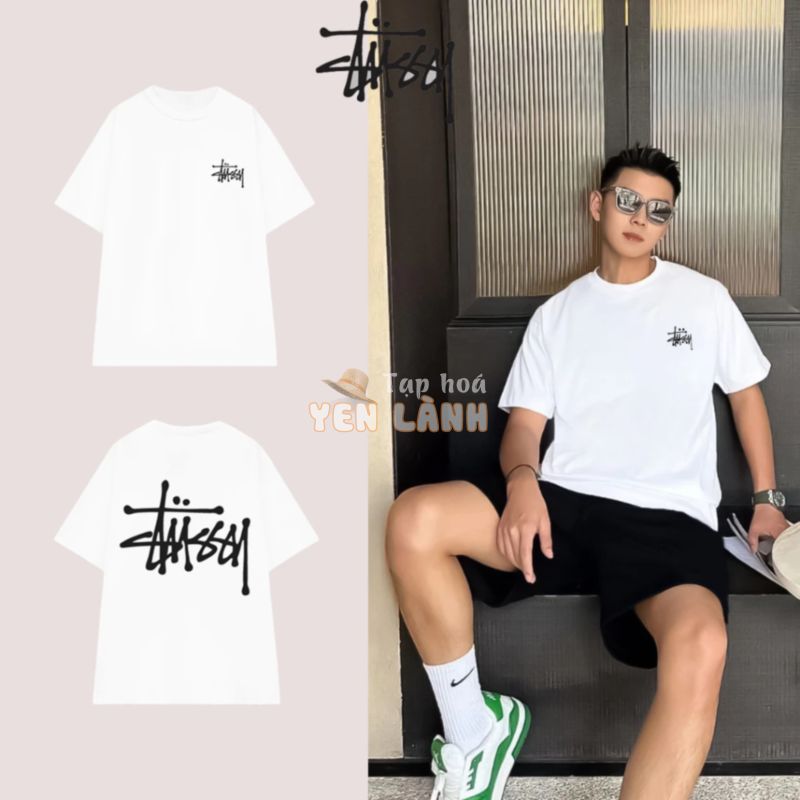 Áo thun phông stussy trắng chính hãng nam nữ ngắn tay cổ bẻ chất liệu cotton cao cấp YCTSHOP