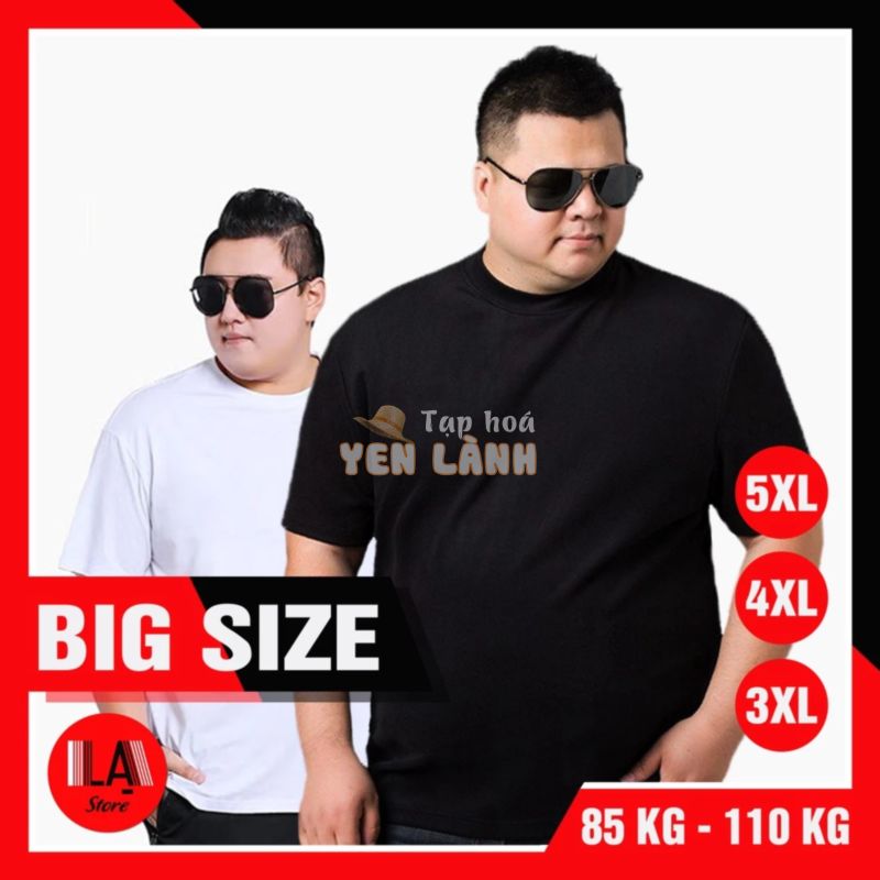 Áo Thun Trơn Big Size Trắng Đen 100% Cotton Thoáng Mát Dày Mịn Size 3XL, 4XL, 5XL