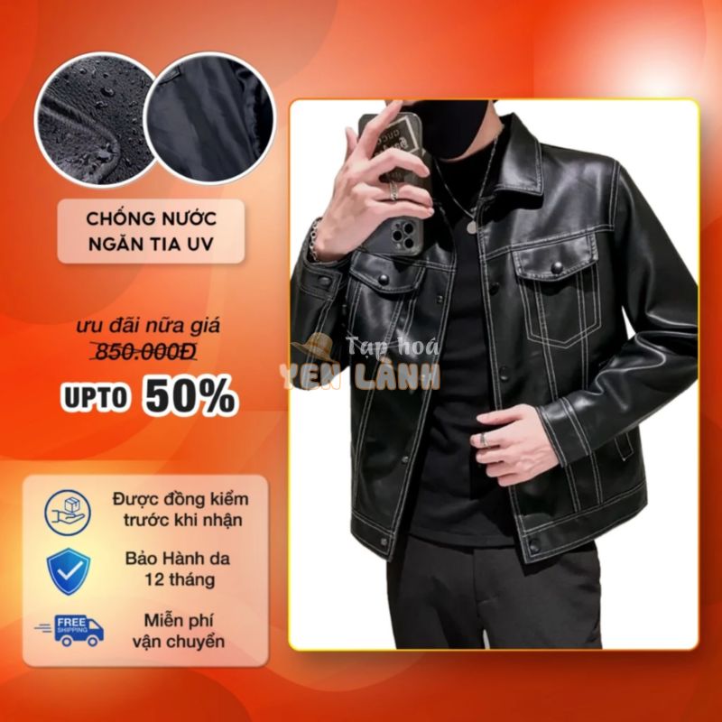 Áo khoác da nam lót dù biker Pigofashion zadn12