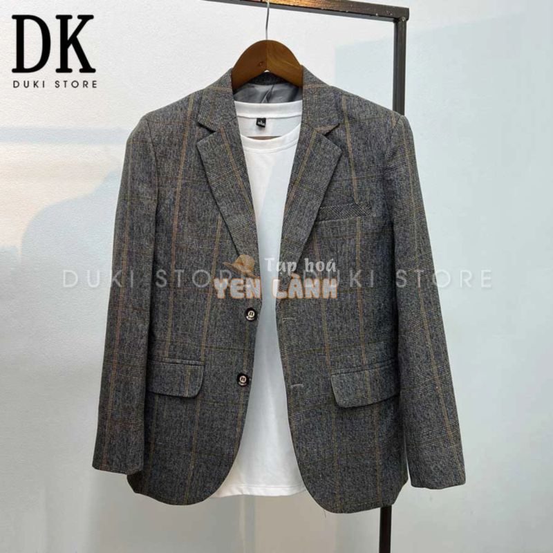 Áo vest nam, áo blazer nam 2 nút Hàn Quốc kẻ caro vintage cực sang ADK0006 – DUKI STORE