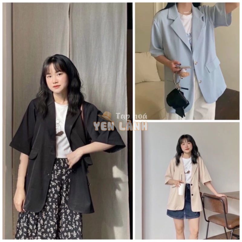 [ẢNH THẬT/VIDEO] Áo Blazer nữ ngắn cộc tay ulzzang  túi nắp Áo vest phong cách vintage Hàn Quốc.