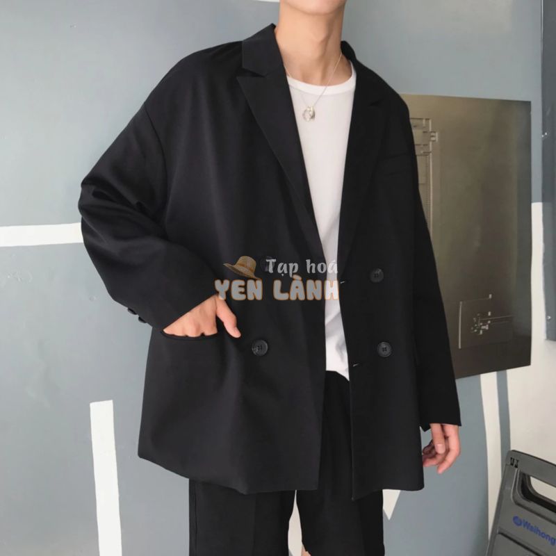 (ORDER) Áo blazer đen trơn mùa thu form rộng