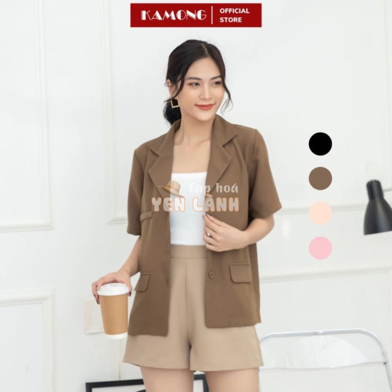 Áo blazer nữ tay ngắn KAMONG phong cách công sở nhiều màu, nhiều size A137