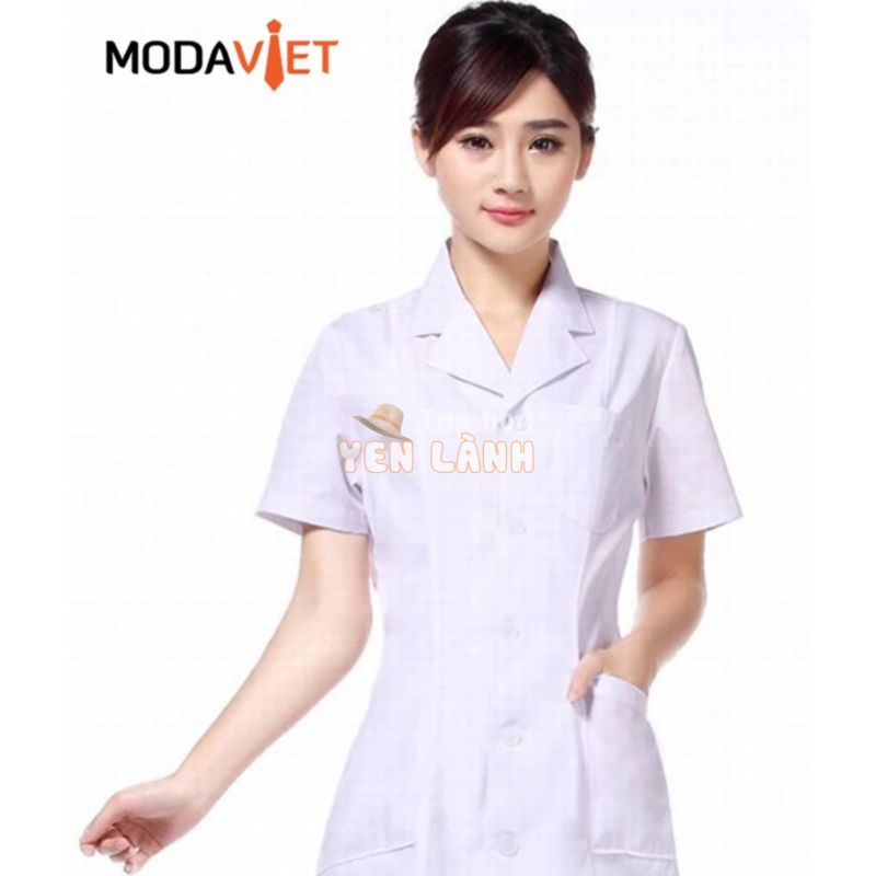 Áo blouse y tá, điều dưỡng , dược sĩ – vải silk đẹp dài ngang mông