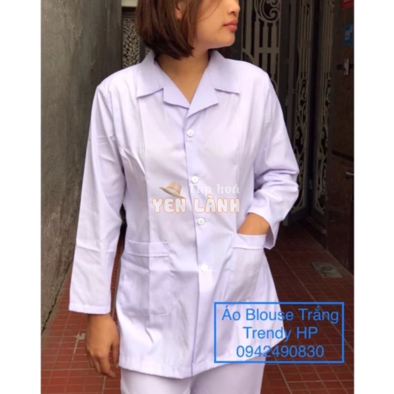 Áo blouse nữ dài tay – áo blouse nữ y tá, dược sĩ nữ dài tay