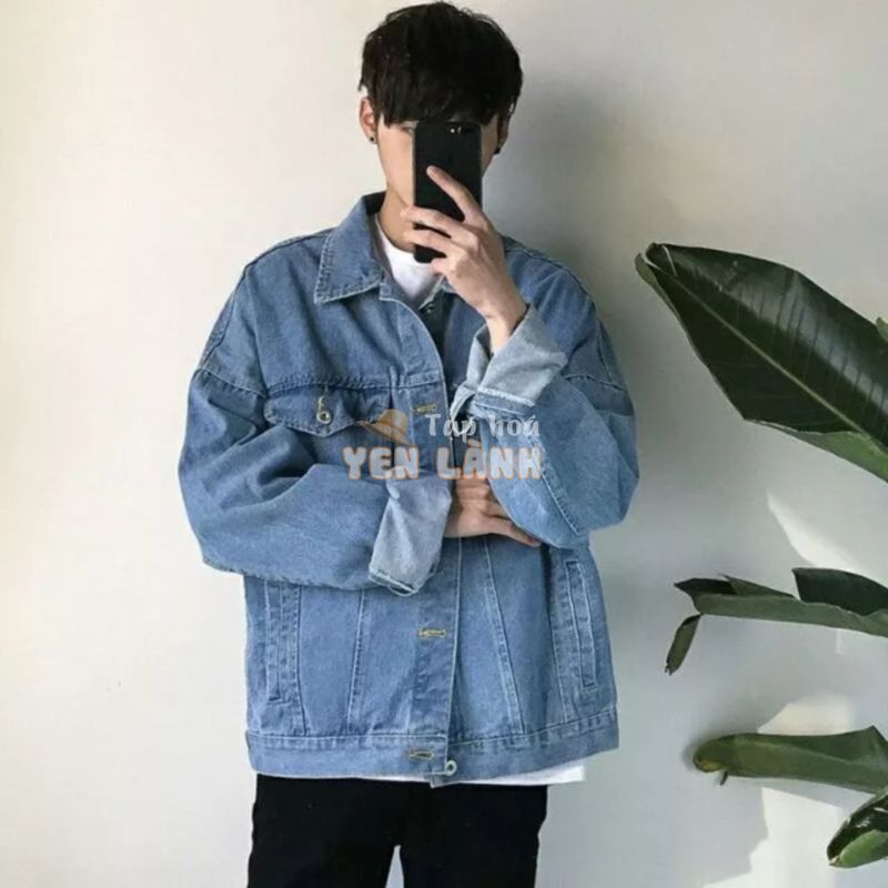 Áo khoác jean bò oversize phong cách Hàn quốc ulzzang chất mềm mát