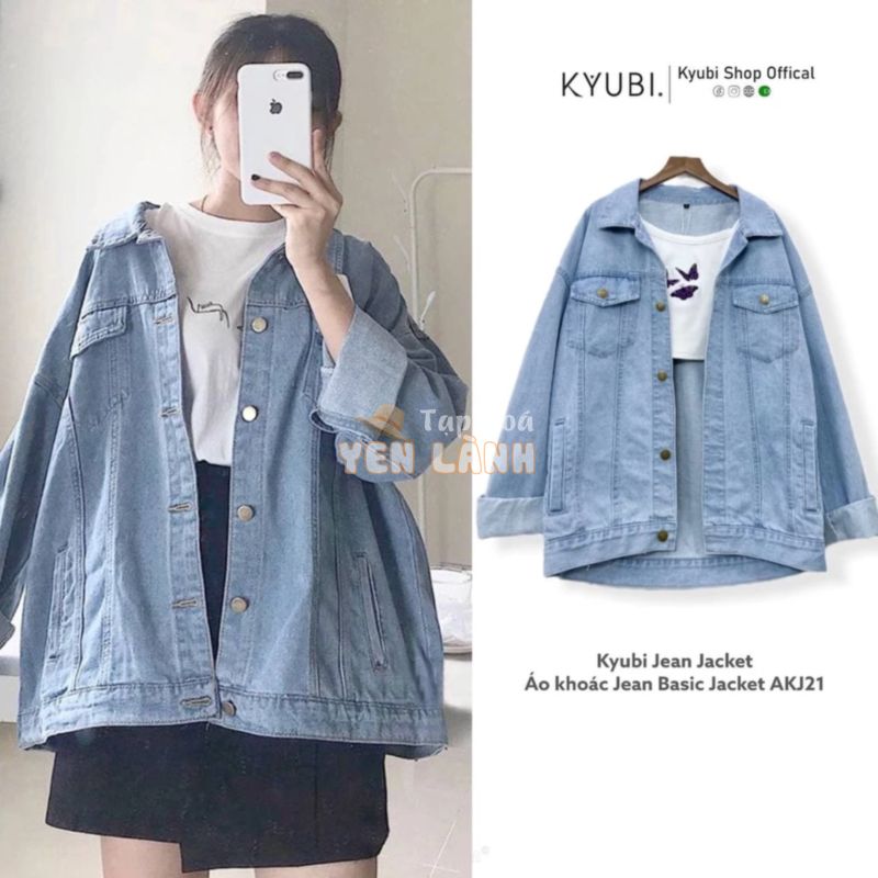 Áo khoác jean nữ ulzzang form rộng có túi trong tiện dụng [Nhiều Size] – Kyubi Jean Jacket AKJ28 kể