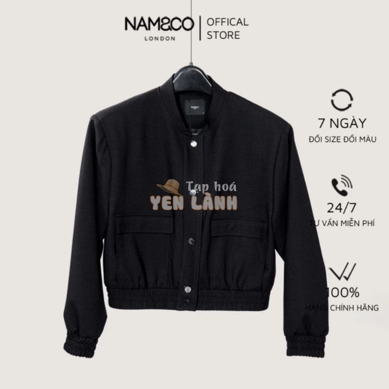 Áo khoác bomber dáng ngắn nữ Namandco thiết kế 2 lớp cao cấp, bo chun trẻ trung size S,M,L màu đen NJ0236