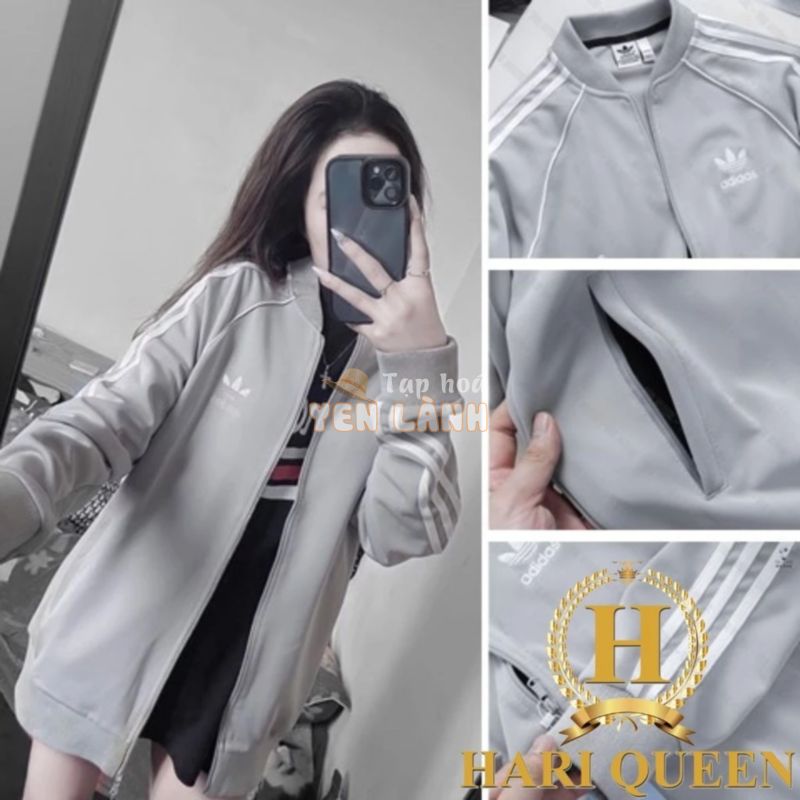 Áo Khoác Bomber ADD Mí Thêu Logo Thể Thao Nam Nữ Ghi Đỏ Đen Hồng Xanh Đủ Màu Phối 3 Sọc Trắng HARIQUEEN