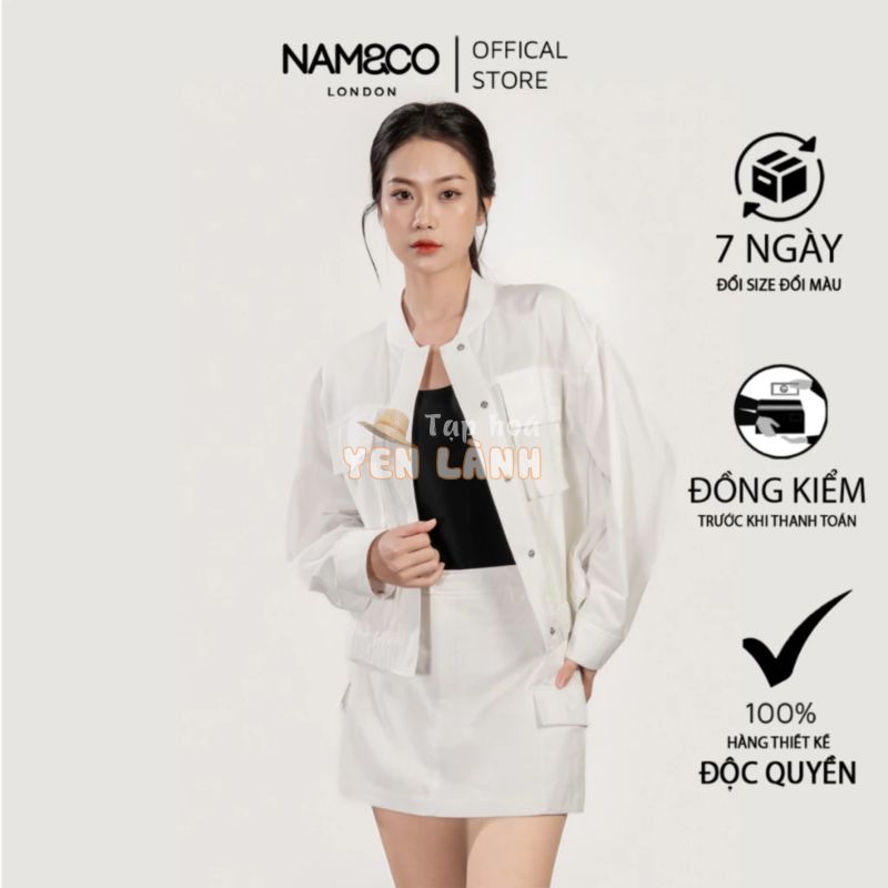 Áo khoác bomber nữ Namandco chất kaki mềm, form dáng đẹp năng động size S,M,L màu trắng NJ0240