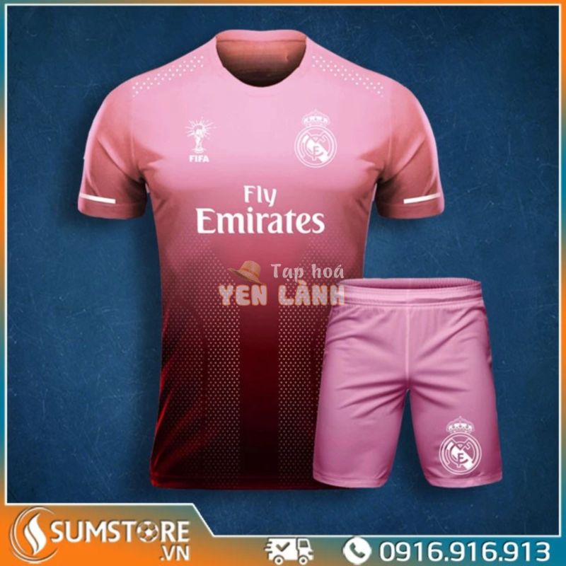 Bộ quần áo bóng đá Real Madrid Hồng – Đồ đá banh Độc Nhất 2019