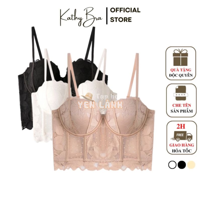 A86{LOẠI 1] Áo Bra Ren Bralette KATHY BRA Dáng Corset Cao Cấp Có Gọng Mút Vừa Chống Cuộn Nâng Ngực Mix Đồ Siêu Xinh