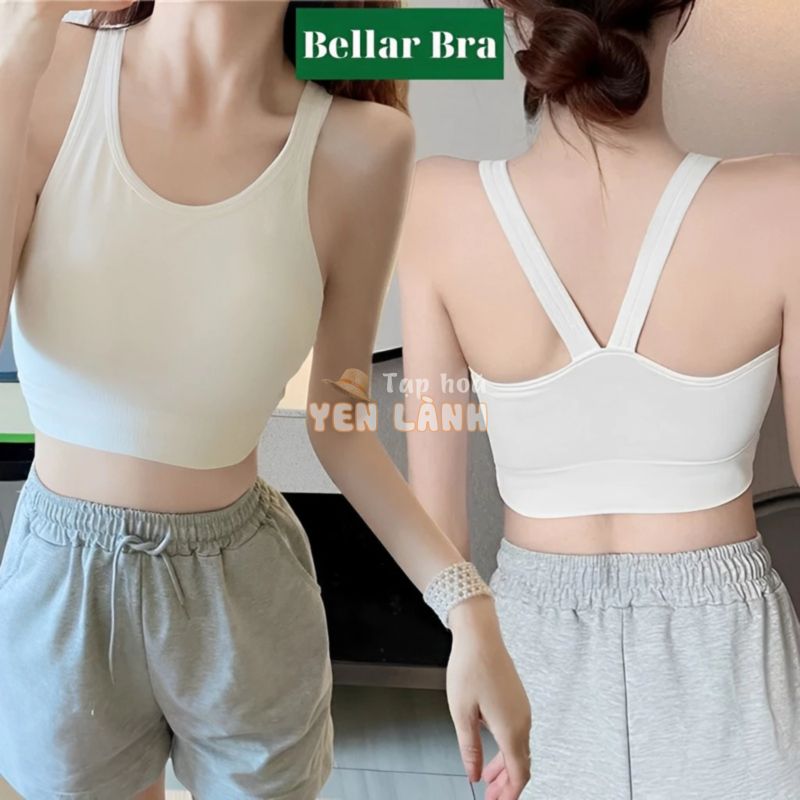 Áo bra thể thao – Áo bra croptop tập gym yoga 2 dây chéo gân tăm co dãn thấm hút mồ hôi   BellarBra B0481