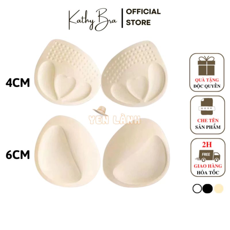 D15 Cặp 2 Miếng Mút Xốp Độn Áo Bra Áo Lót KATHY BRA Độn Áo Tập Gym Áo Bơi Dày 4cm 6cm Độn Nâng Ngực Tiện Dụng