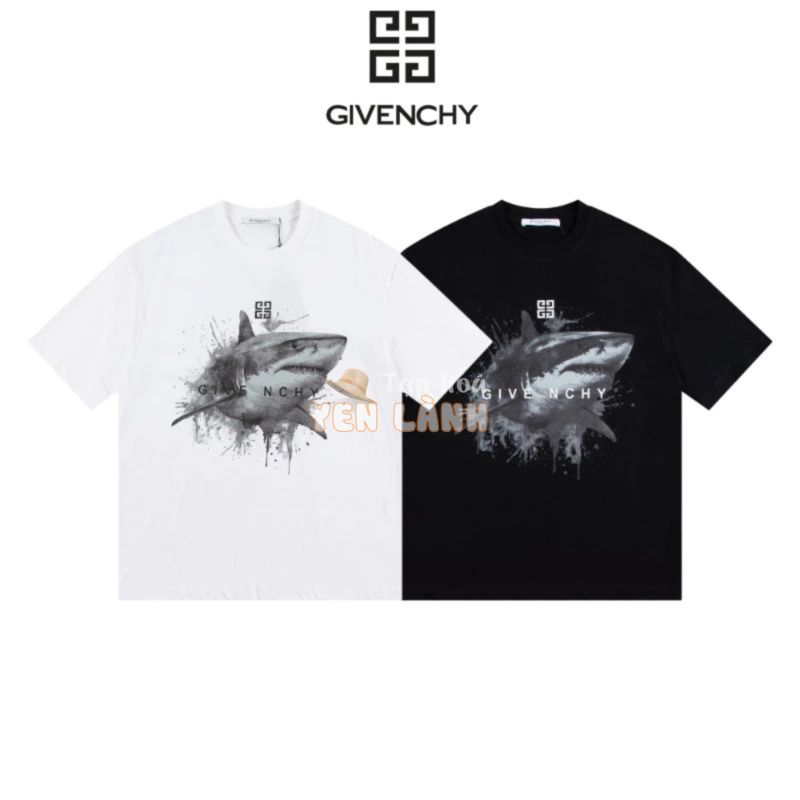 Givenchy100% Nguyên Bản Unisex Lớn Cá Mập In Hình Thời Trang Áo Thun Nữ Tay Ngắn Cotton Thoáng Khí Và Thoải Mái Cổ Tròn Tay Ngắn