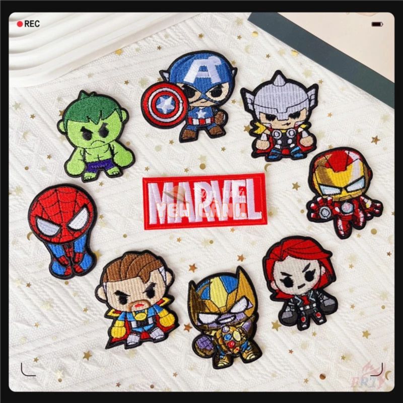 ✿ Miếng Dán Tự Dính Hình Siêu Anh Hùng: Iron Man / Captain America / The Hulk / Spider-Man ✿ 1 Miếng Dán Ủi Lên Quần Áo & Túi Xách Thêu Hình Chim Ruồi