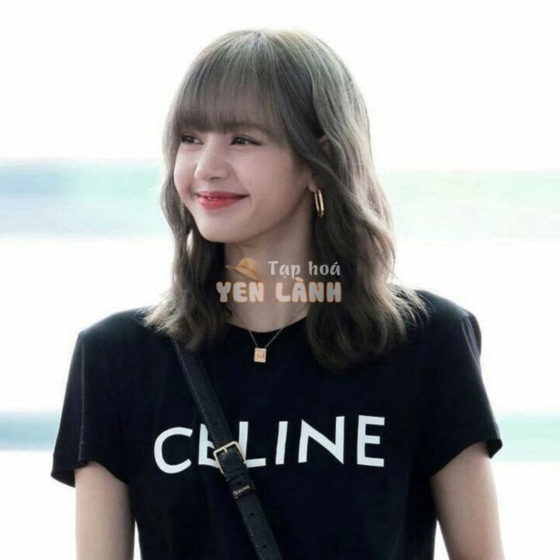 Celine Lisa Wang Likun BLACKPINK Cùng Phong Cách In Chữ Cotton Áo Thun Nữ Tay Ngắn Rời Phong Cách Hàn Quốc Cặp Đôi Top