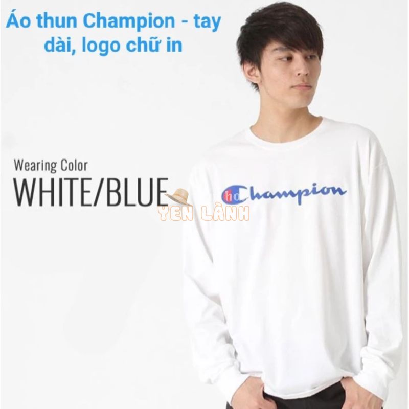 Áo thun Champion – tay dài, logo chữ in (Hàng Authentic)