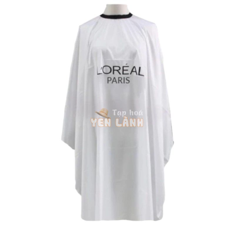 ÁO CHOÀNG CẮT TÓC MÀU TRẮNG (logo Loreal)