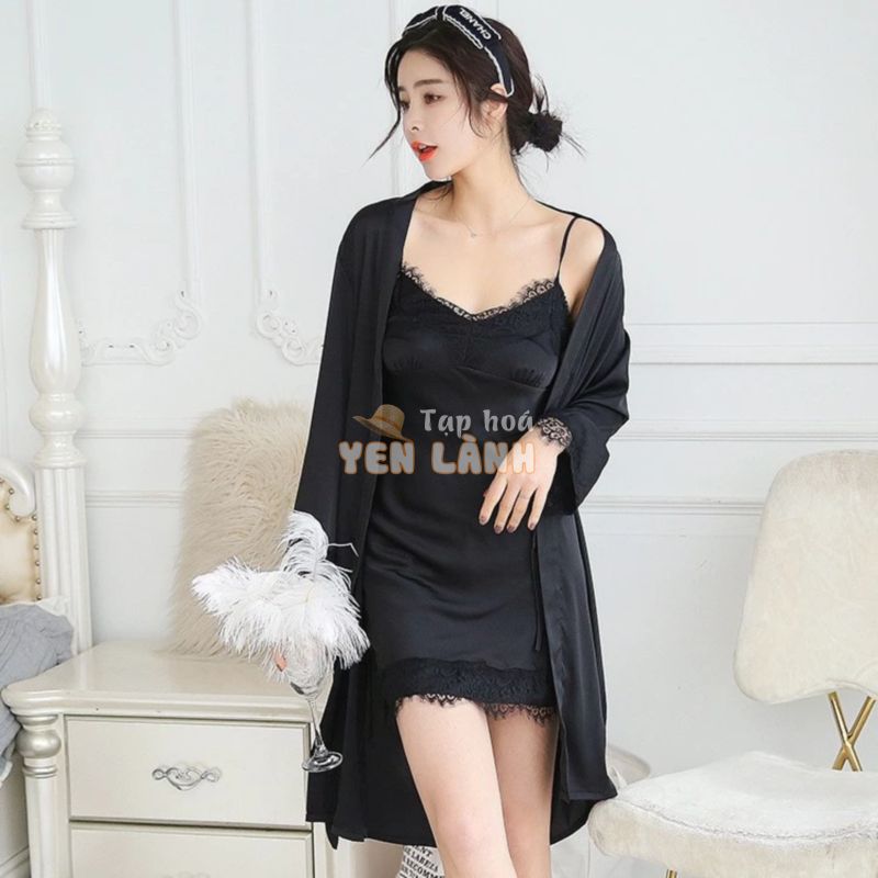 Áo choàng ngủ váy ngủ lụa sexy hai dây phối ren❤️Tặng Quà VIP❤️Ưu Đãi Lớn-Hôm Nay – Đẹp, Phong cách trẻ trung,sang trọng