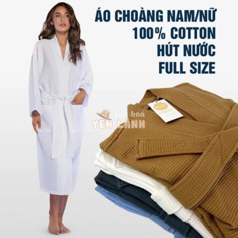 Áo Choàng Tắm, Áo Choàng Ngủ Hàng Cao Cấp 100% Cotton Dùng Trong Khách Sạn, Nhà Nghỉ, Spa, Đi Biển, Đi Ngủ