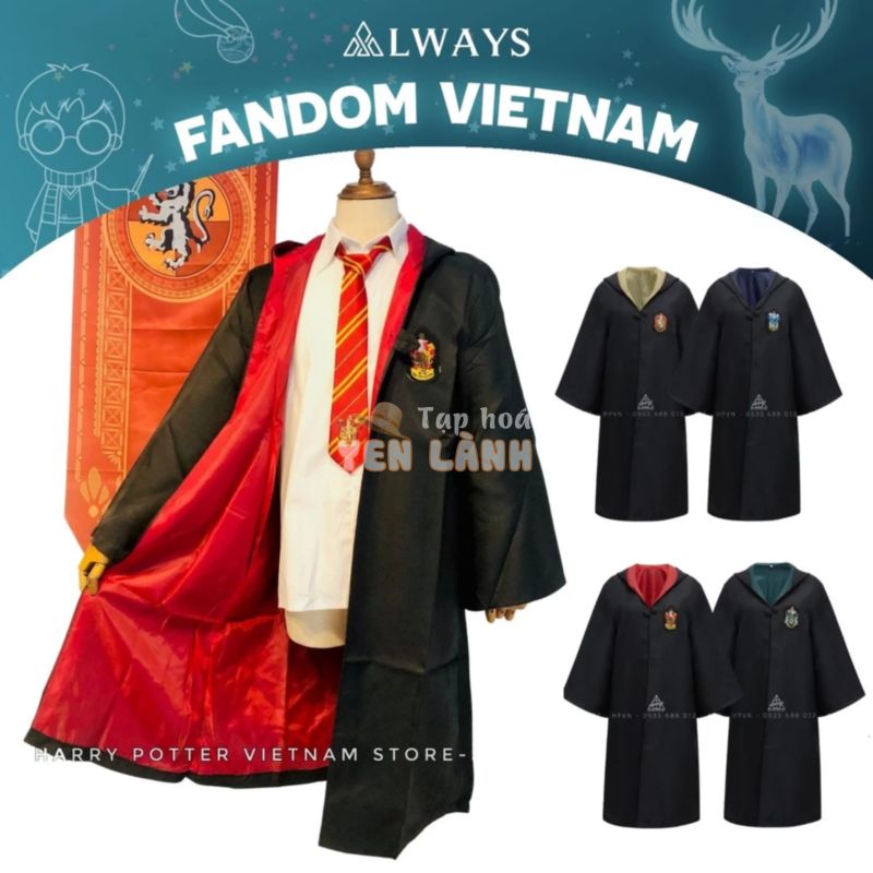 [ẢNH THẬT+QUÀ TẶNG] Áo chùng đồng phục Hogwarts – Áo choàng Harry Potter phù thuỷ có size trẻ em và người lớn