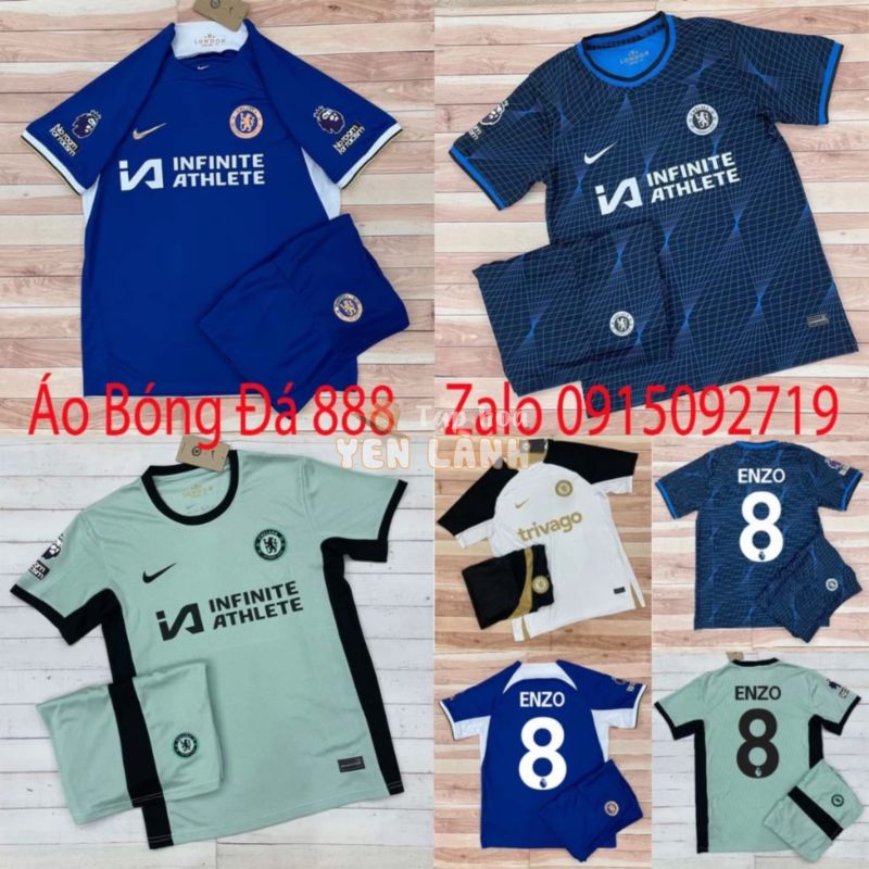 Bộ Quần Áo Bóng Đá CLB Chelsea Mùa 23/24 – Chuẩn Mẫu Thi Đấu – Vải Polyester Gai Thái Cao Cấp