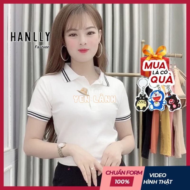 [Mã 44FASHIONSALE306 giảm 10K đơn 50K] Áo Thun Polo Nữ Trơn Basic Tay Ngắn Cổ Bẻ Cotton Trẻ trung – Hanlly Fashion A21