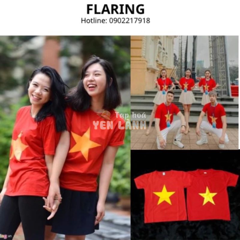 ÁO CỜ ĐỎ SAO VÀNG 100% COTTON (tặng băng rôn)