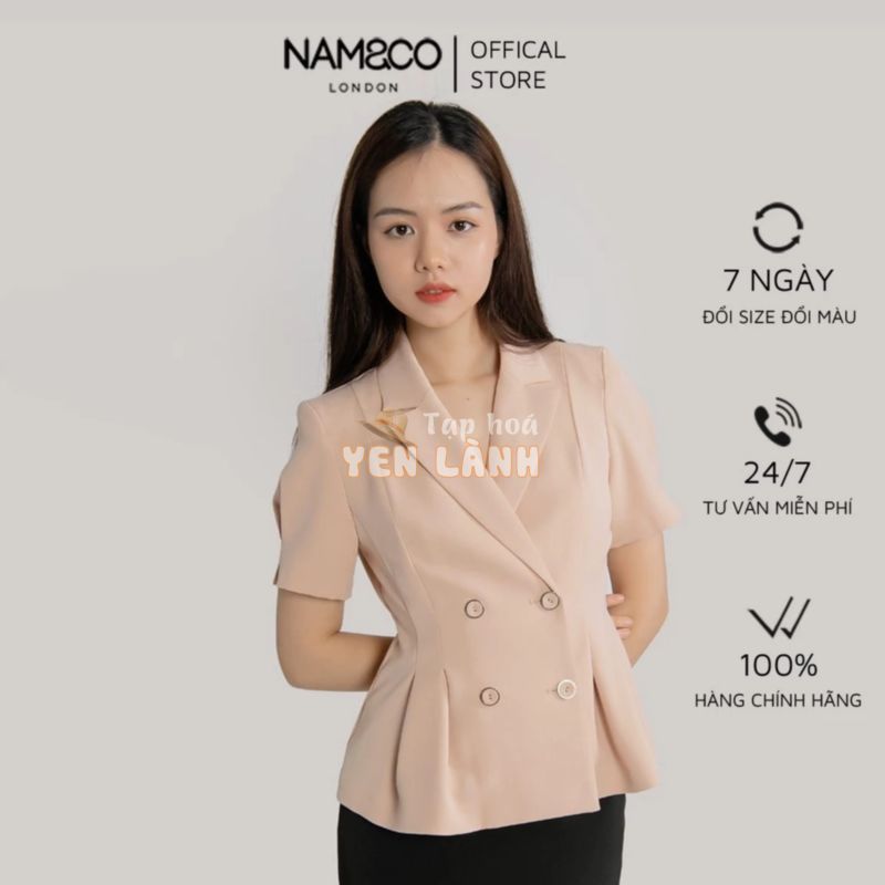 Áo blazer cổ vest nữ Namandco chiết eo tôn dáng tay bồng thanh lịch size S,M,L,XL màu đen, hồng NJ0063-A