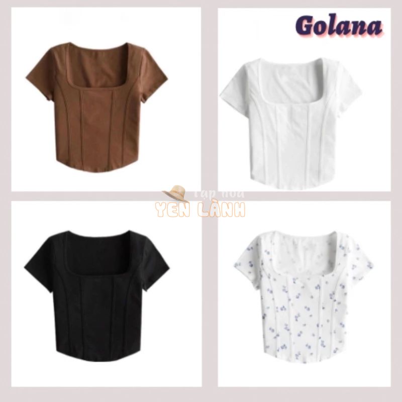 Áo Croptop Tay Ngắn Phong Cách Hàn Quốc, Áo Cổ Vuông Thời Trang Mùa Hè Cho Nữ ( có bigsize) CRT08