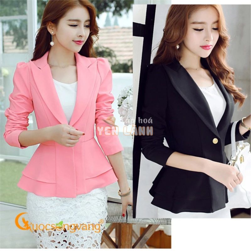 Áo vest nữ đẹp áo vest kiểu peplum vai bồng GLA084 Cuocsongvang